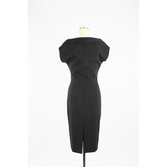MICHAEL KORS COLLECTION Black Stretch Boucle Crepe Portrait Sheath Dress, Size 4 - Picture 6 of 14